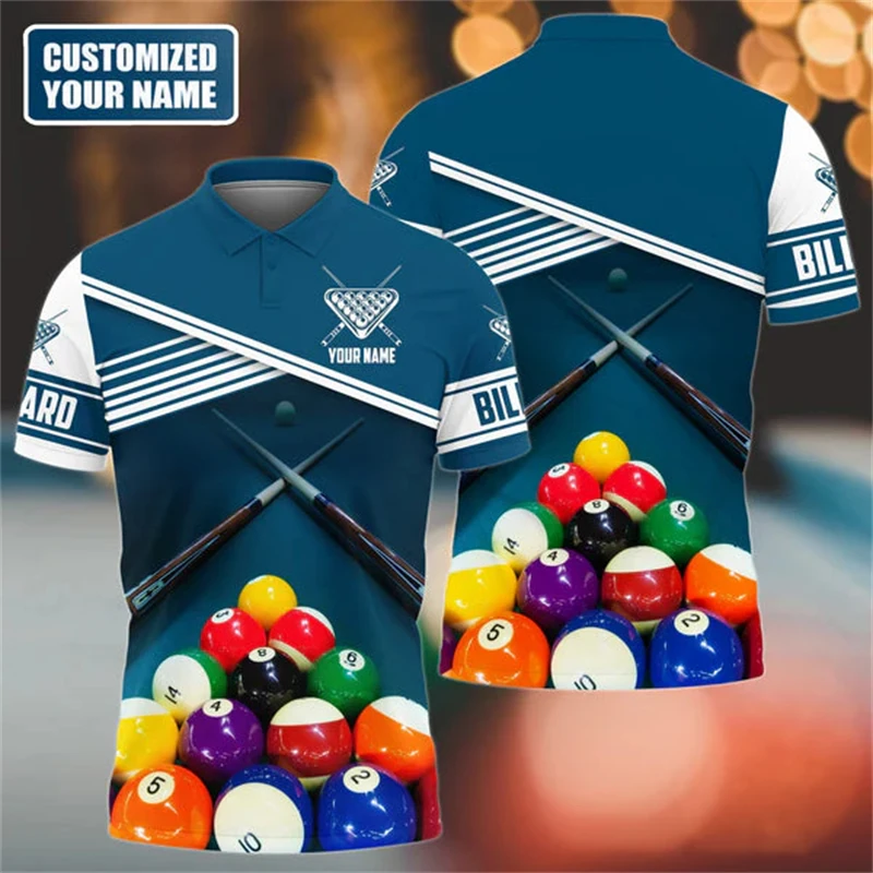 Men's Polo Shirt 3d Billiards Print Short Sleeve Polo T Shirts For Men Fashion Man Clothes Oversize Billiards Enthusiast Uniform