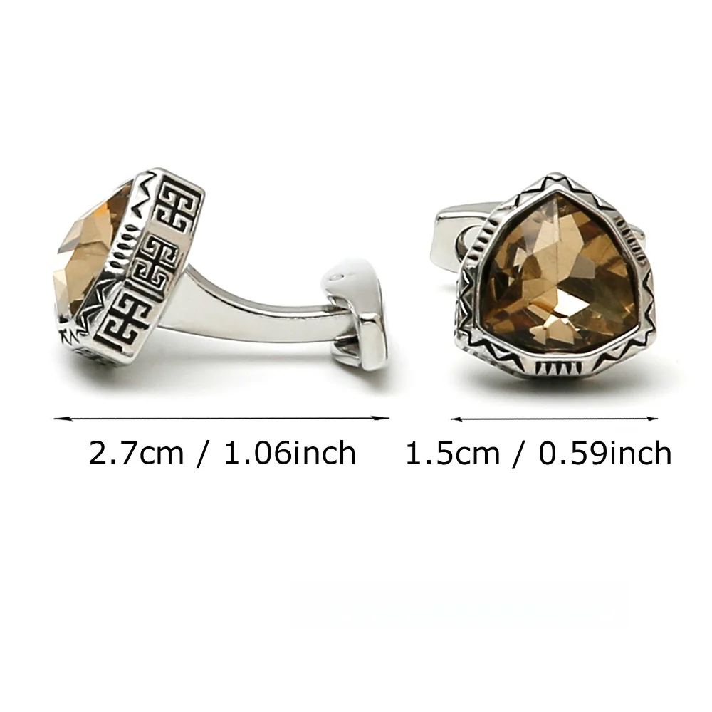 Triangle Retro Frame Suit Cuff Decorative Buckle Men's Gemstone Retro Patterned Cufflinks Banquet Formal Suit Accessories