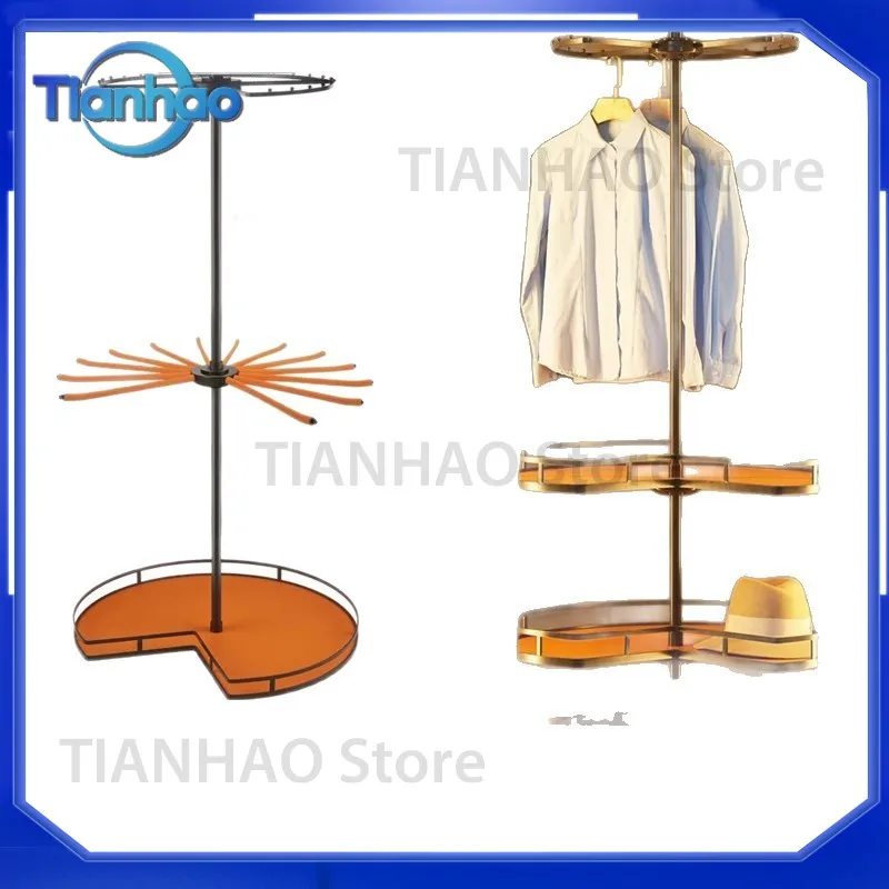 360 Degree Rotating Pants Hanger for Bedroom Cloakroom Three-Layer Multi-Functional Pants Rack with Draw Function for Tele