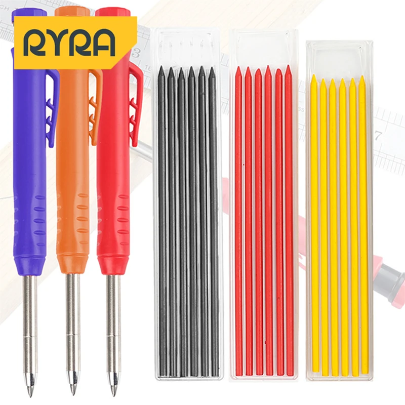 

Solid Carpenter Pencil with Sharpener Set Includes Mechanical Pencils Woodworking Construction Pencil Marker Refill Long Nose