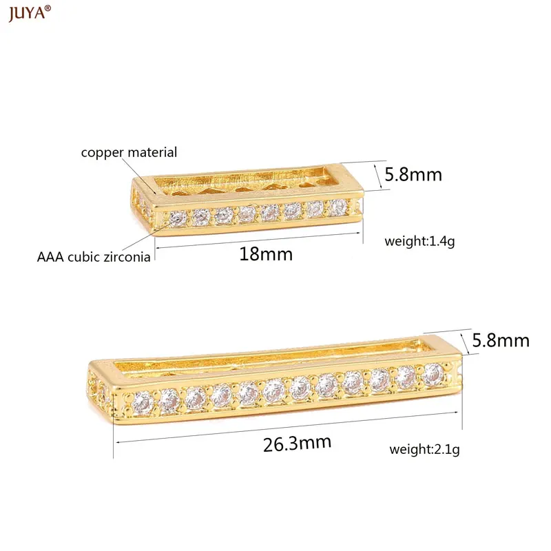 JUYA لوازم المجوهرات النحاس الزركون فاصل بار فواصل متعددة الفتحات DIY بها بنفسك صنع التطريز اللؤلؤ إكسسوارات عقد