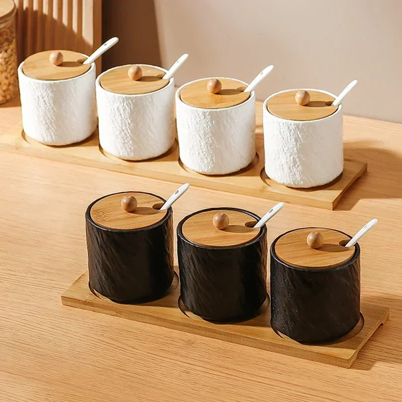 Household Ceramic Seasoning Bottle Jar Seasoning Box Chili Salt Sugar Jar Monosodium Glutamate Seasoning Box Kitchen Supplies 6