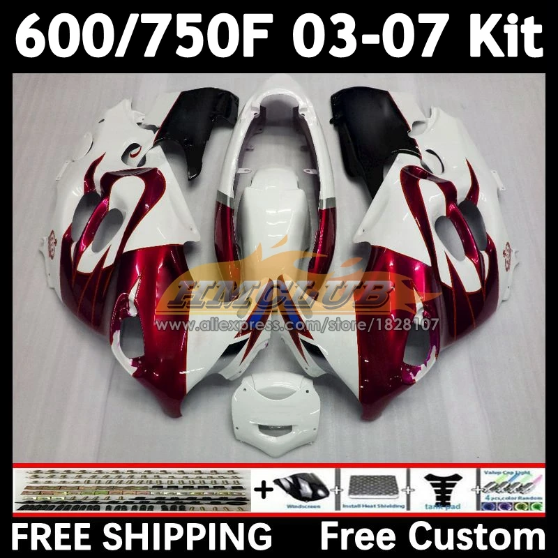 Body For SUZUKI KATANA GSXF 750 600 white red GSXF750 2003 2004 2005 2006 2007 25No.95 GSX600F GSXF600 03 04 05 06 07 Fairing