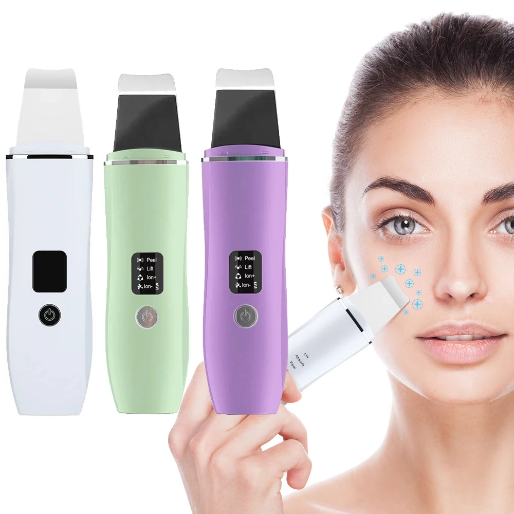 Ultrasonic Skin Scrubber Peeling Shovel EMS Microcurrent Ion Acne Blackhead Remover Face Deep Cleansing Facial Lifting Devices