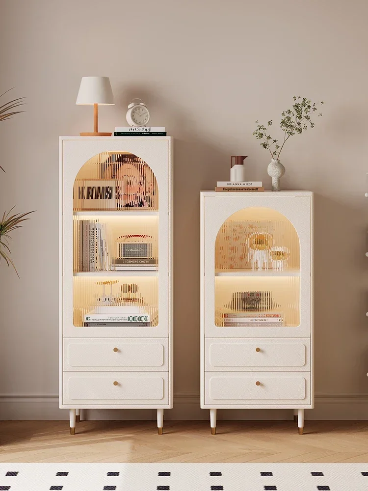 

Living room locker Small apartment dining side cabinet French tea cabinet Against the wall Narrow side cabinet Cream wind storag