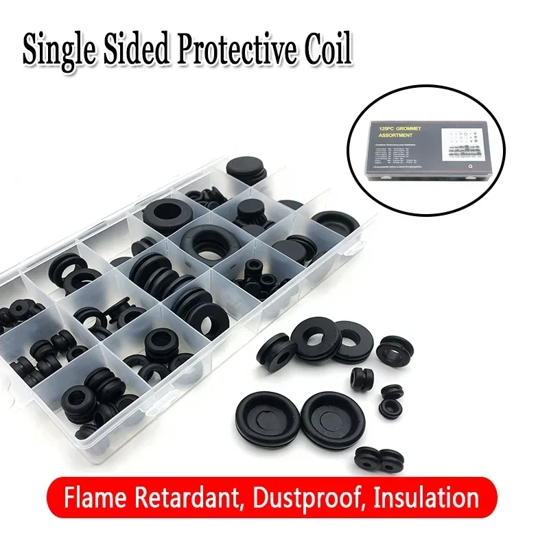 125pcs/Sets Waterproof Protect Wire Tool 18 Sizes Sealing Rubber Cables Grommet Kit Electrical Plugs Conductor Gasket Ring