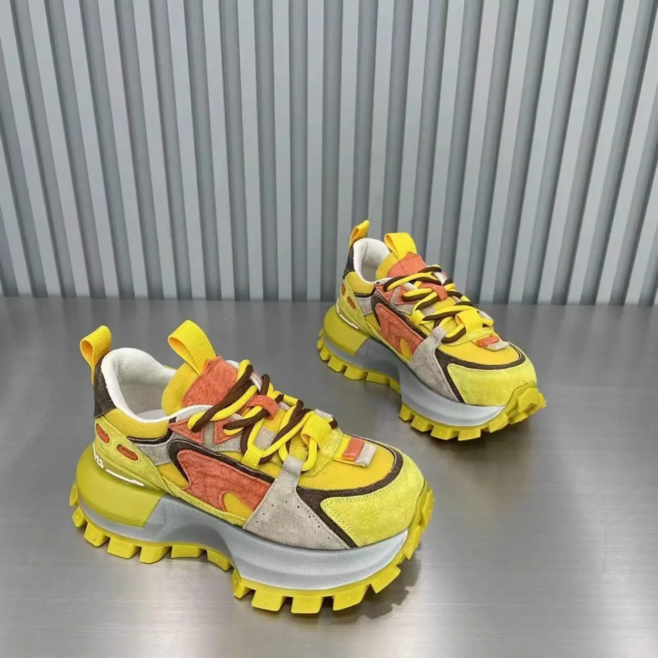 

​2025 Spring and Autumn Korean Style Chunky Sneakers Color Blocked Casual Shoes for Women Comfortable Breathable​ Footwear