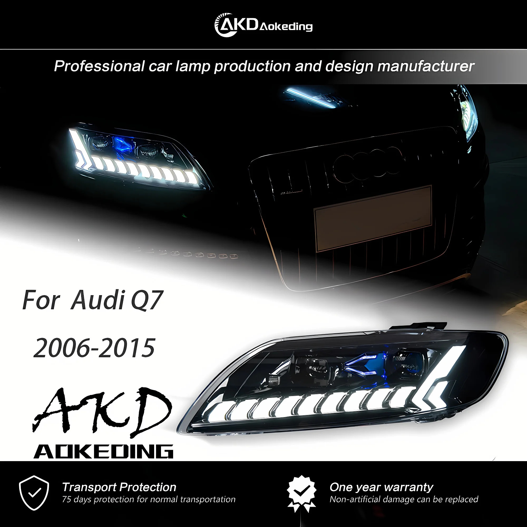 

AKD Head Lamp For Audi Q7 Headlights 2006-2015 New look DRL H7 LED Bi Xenon Bulb Assembly upgrade Dynamic Signal Accessories