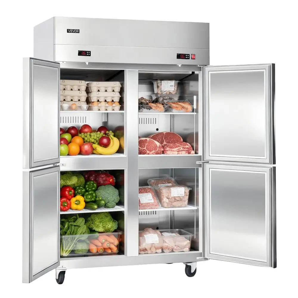 

Commercial Rerigerator and reezer Combo 48" W, 31 Cu.t StainlSteel Upright reezer/Rerigerator with 4 Do, Auto-rost, 6 Adjustable
