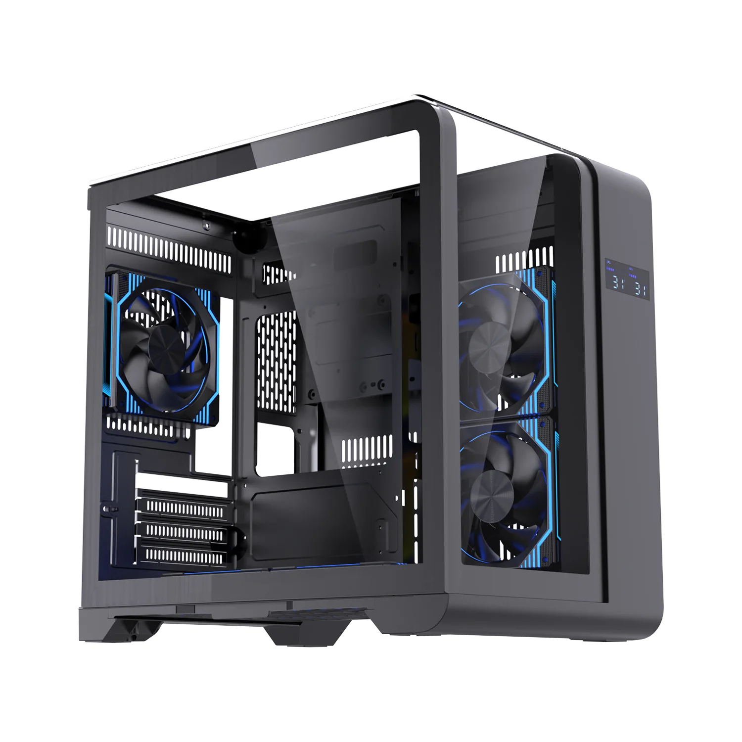ATX PC Case Curved Tempered Glass Side Panel Desktop Gaming Computer Chassis for DIY Build