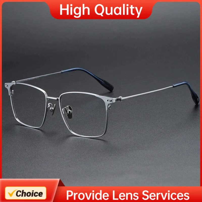 

High Quality Fashion Japan Designer Retro Square Full Rim Pure Titanium FRONT Eyeglasses for Men Women Custom Photochromic Lens