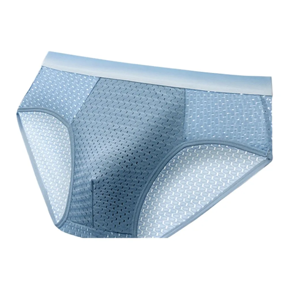 

Fashion Men Gradient Waistband Mesh Briefs Quick Dry Thin Summer Cooling Breathable Underwear For Sports Fitness