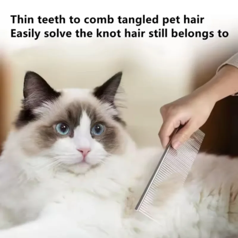 Edelstahl-Tierpflegekamm für Katzen und Hunde - Haarentfernungs- und Massage-Tool in 3 Größen - Essentielles Zubehör zur Tierhaarreinigung – Detail 3