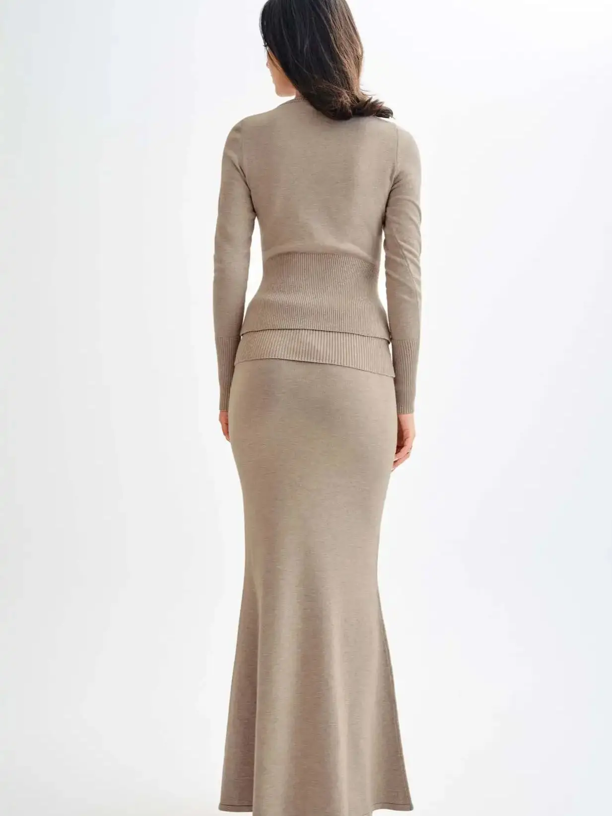 Autumn Winter Knit Skirt Suit Women 2025 New Korean Style Slim Knitted Sweater Top + Fish Tail Long Skirt Two Piece Set Outfits