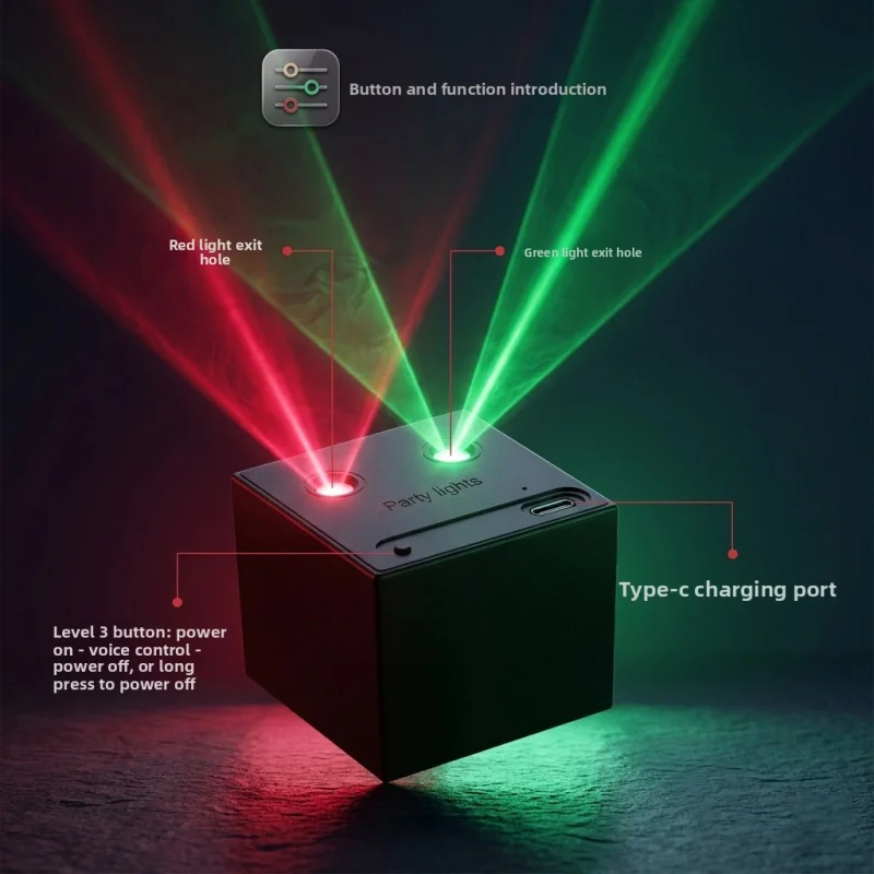 Portable Mini Laser Ambient Light Rechargeable Colorful Stage Lighting for Car Outdoor Camping LIGHT