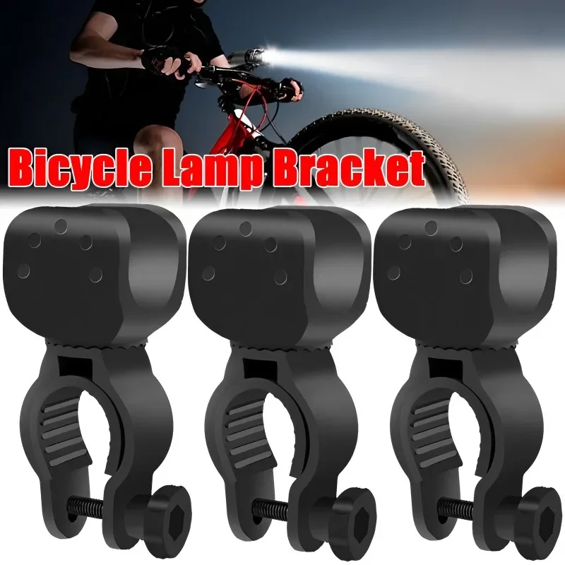 Bicycle Front Light Bracket Flashlight Holder Cycling Bike Light Torch Clip Mount 360 Degree Rotation with Antiskid Rubber Stand
