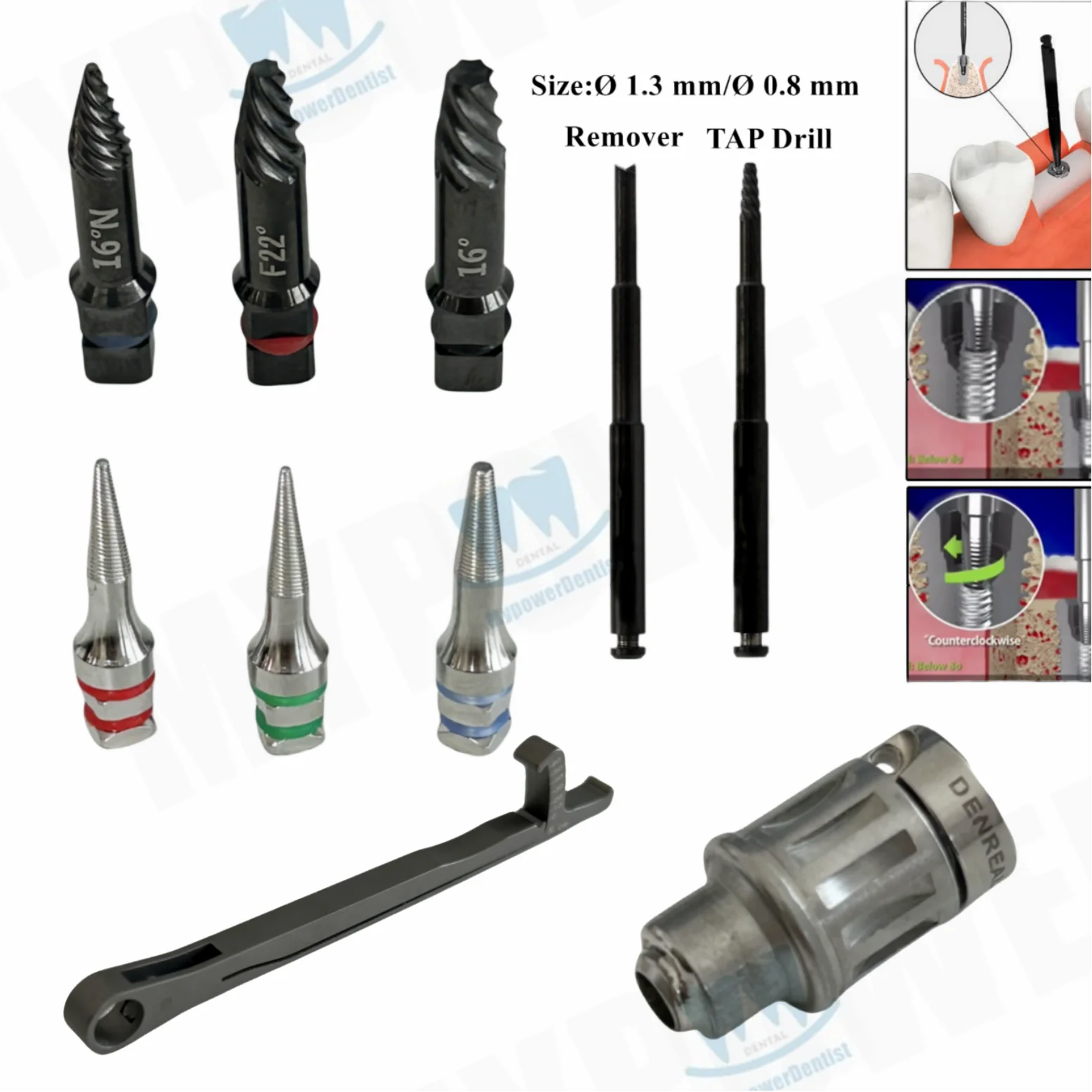 

Dental Screw Implant Remover Claw Reverse Tap Drill Driver Impalnt Broken Extractor Φ0.8/1.3