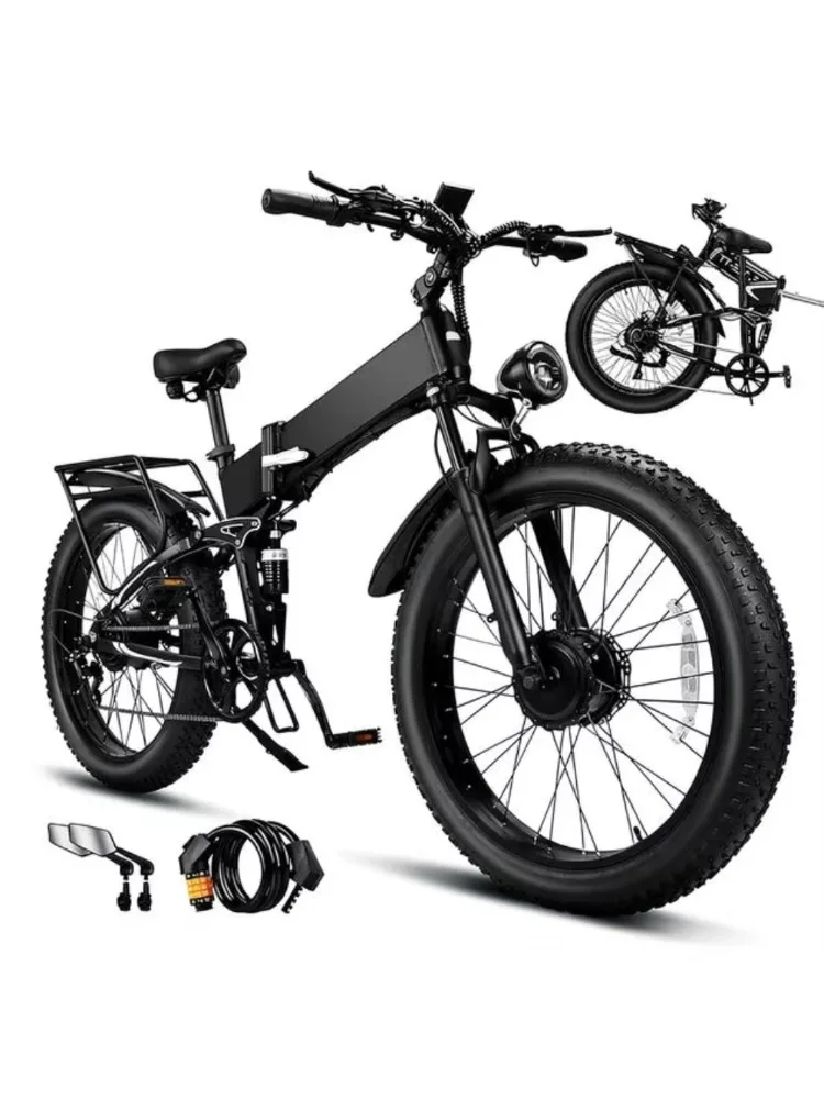 AliExpress NallonHU 5000W Dual Motor Aluminum Electric Bike Adults 42MPH Charge Voltage12V 24x4 Fat Tire All Terrain Bikes Full Suspension E Bike