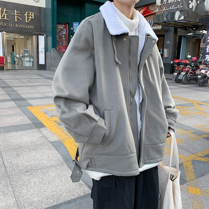 Short Style Parkas Men Streetwear Outwear Japanese Ins Fashion Cropped Winter Warm Handsome Solid Simple Casual All-match Daily