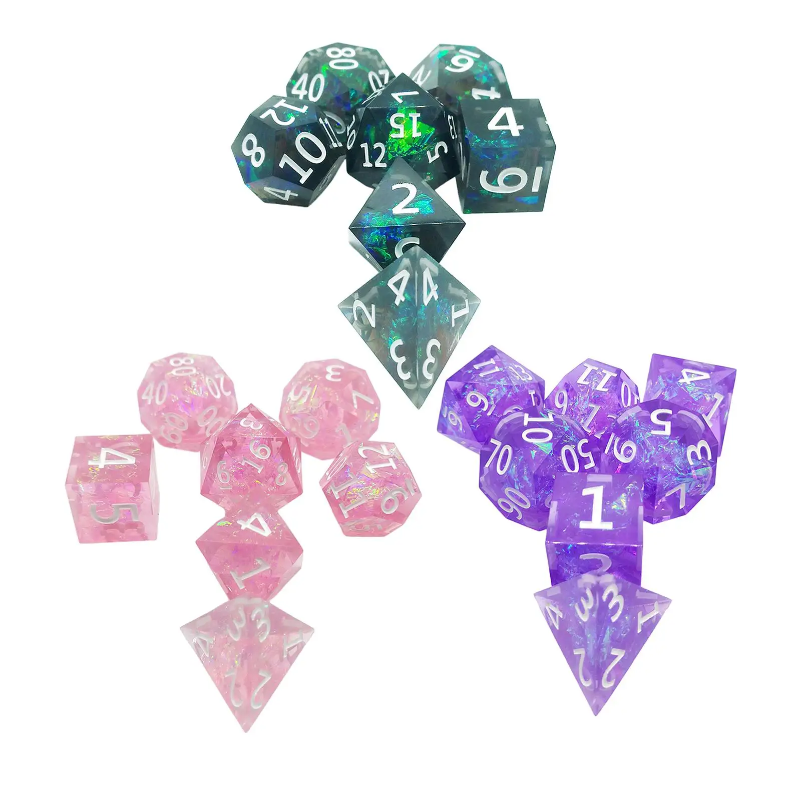 7/Set Polyhedral Set of D8 D10 D12 D20 Solid Multi Sided for Role Playing Game Tabletop RPG DND Game