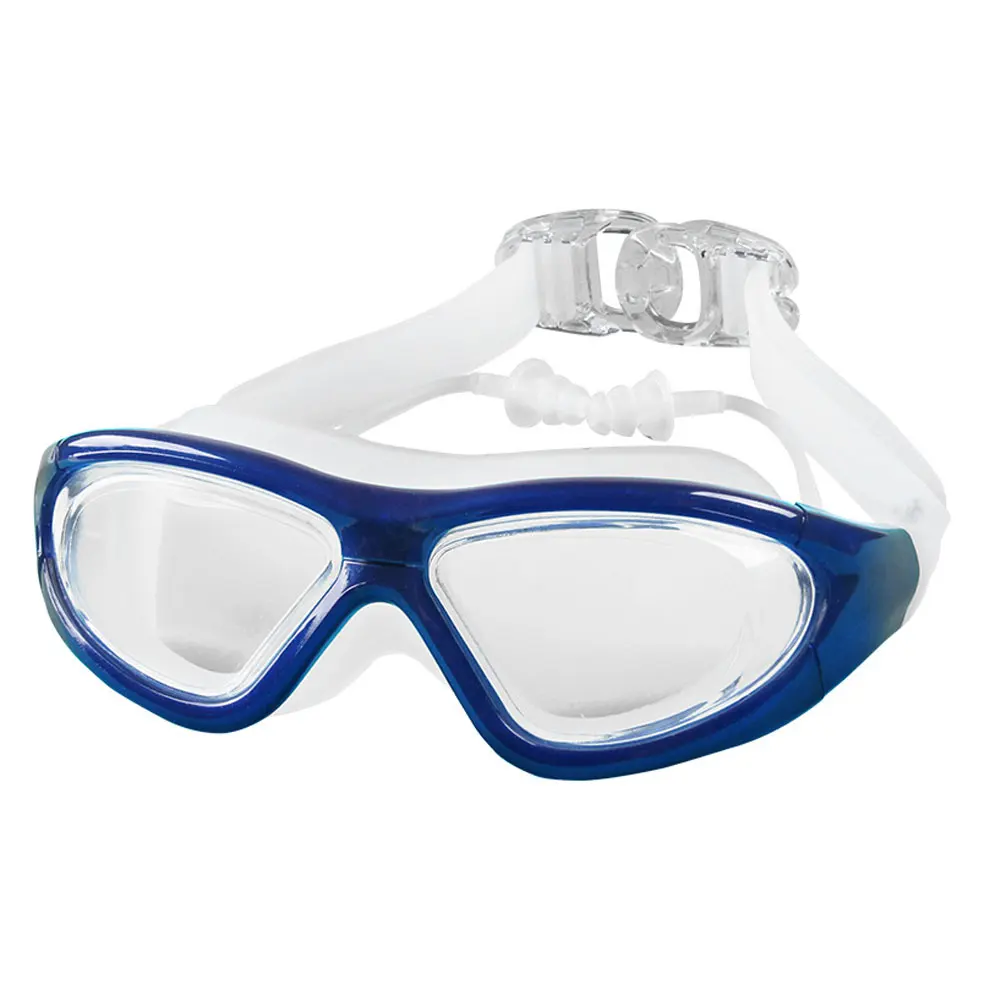 WSKEJI-Lunettes de natation anti-buée UV pour adultes, lunettes de protection pour hommes et femmes, bouchon d'oreille, lunettes de piscine