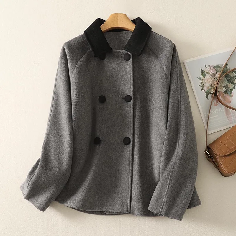 

ay шерстяное пальто женское ort Sle осень-зима новое корейское Hepburn Faion Thiened Long Sve Pure Color свободного покроя