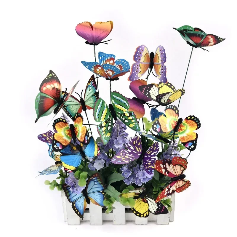 5-24Pcs/Set 3D Simulation Butterflies Garden Yard Planter Colorful Butterfly Stakes Decoracion Outdoor Decor Flower Pots Decor