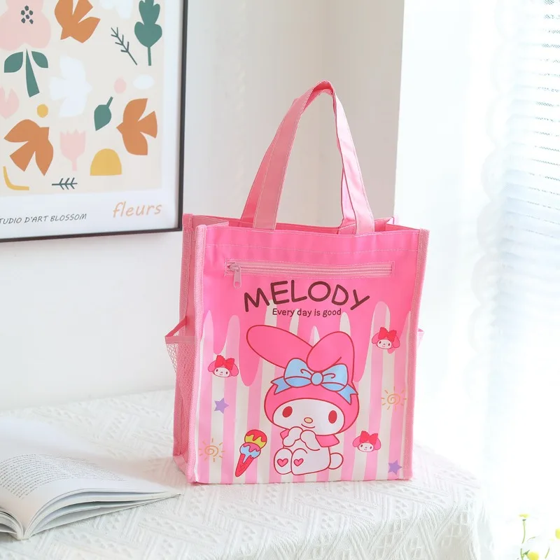 Torba na zamek Sanrio Cartoon Cinnamoroll Anime Kuromi Hello Kitty Dziecięca Torba o Dużej Pojemności na Dokumenty Prezent dla Ucznia