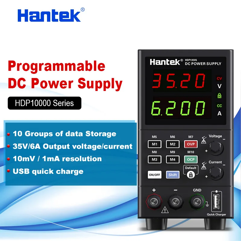 

Hantek 4 Digital 1CH Lab DC Power Supply 35V/6A Adjustable Voltage Regulator Stabilizer Switching Programmable HDP1000 Series