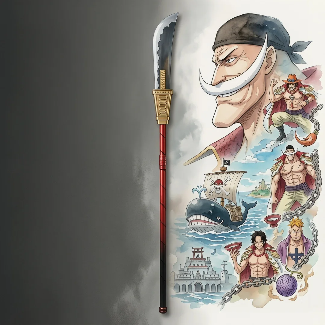 Espada de Madera de 59 Pulgadas Edward Newgate Kanata One Piece, Réplica de Anime para Cosplay, Katana Japonesa de Tamaño Real, Juguete Original de Samurái, Regalo