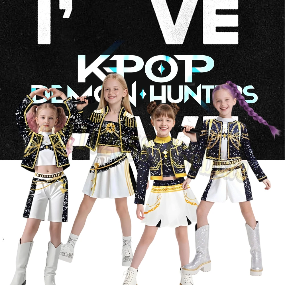 

Rumi Mira Zoey Cosplay KPop Demon Hunters Girl Costume K Pop Huntrix Golden Costume Kids Child Halloween Party Clolthes Outfit