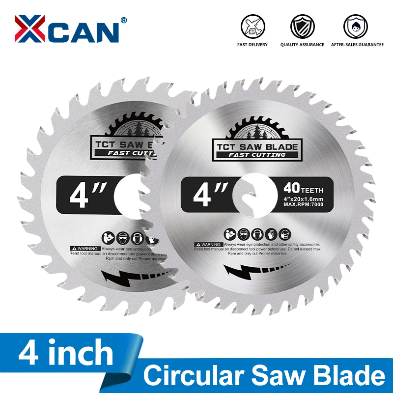 XCAN 4 Zoll 100 mm Kreissägeblatt 30T 40T Holzschneidscheibe für Holz, Kunststoff, Metall, Hartmetall-Schneidwerkzeuge mit 20/22,2 mm Aufnahmebohrung