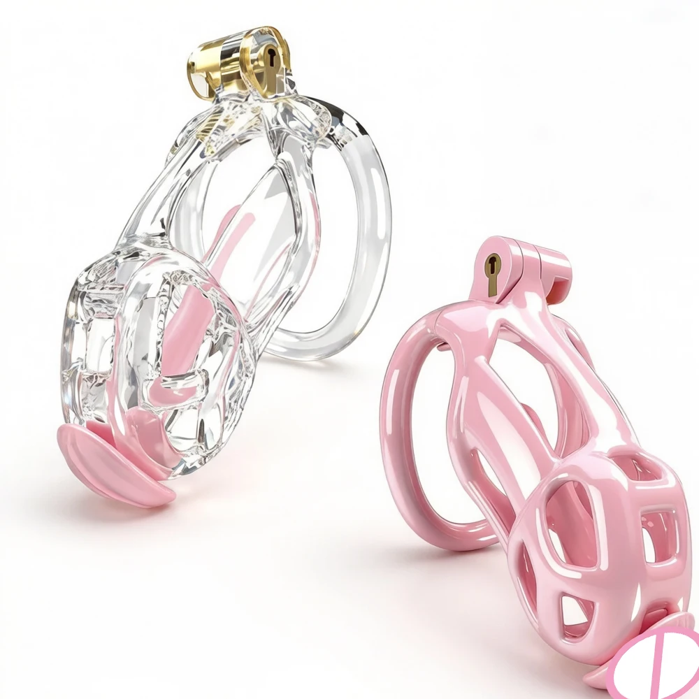 2026 New Mamba Chastity Lock Cage SM Flirting Breathable Resin Male Virginity Device Fetish Male Penis Lock with 5 Rings Sex Toy