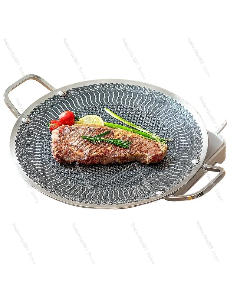 

Outdoor Barbecue Pan BBQ Pan Korean Barbecue Pan Camping Household 316 Stainless Steel Induction Cooker Dual Use