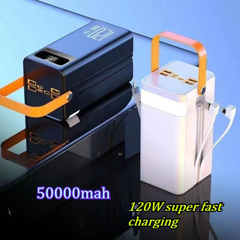 50000mAh 120W Super Fast Charging Power Bank with Large Capacity Outdoor Live Streaming and Comes with Cable Mobile Power Bank