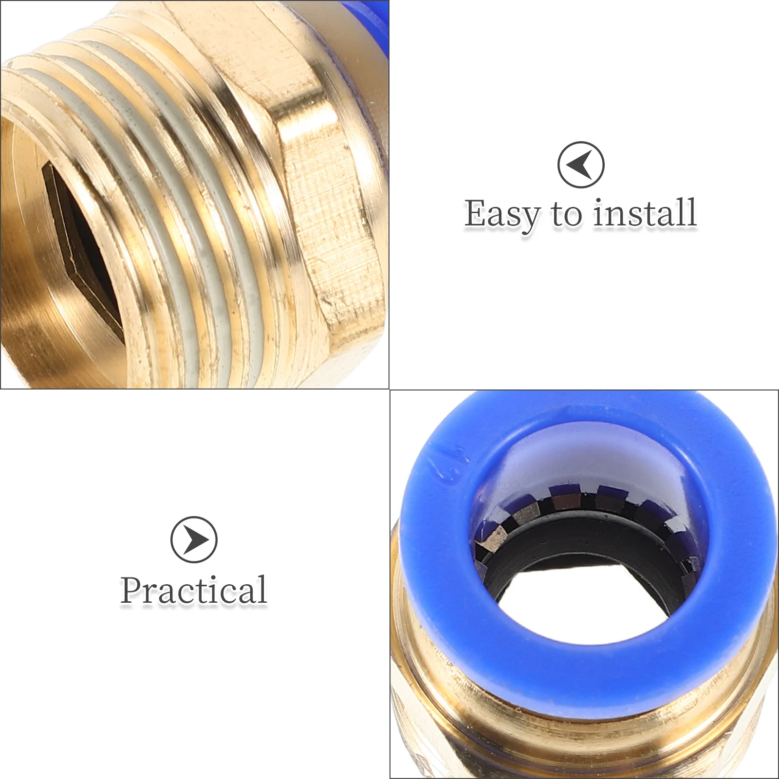 6 قطعة موصلات هوائية سريعة النحاس مستقيم دفع لتوصيل تركيبات لخرطوم الهواء أنبوب متري خيط خشن دائم هوائي #2