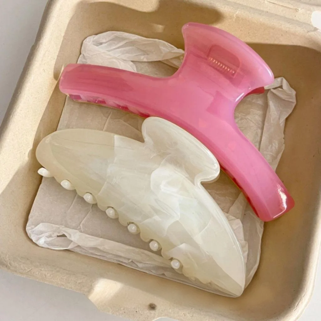 2 uds elegante rayas de mármol arco grande pinza para el pelo horquilla mujeres niñas dulce Color gelatina pasadores accesorios para el cabello