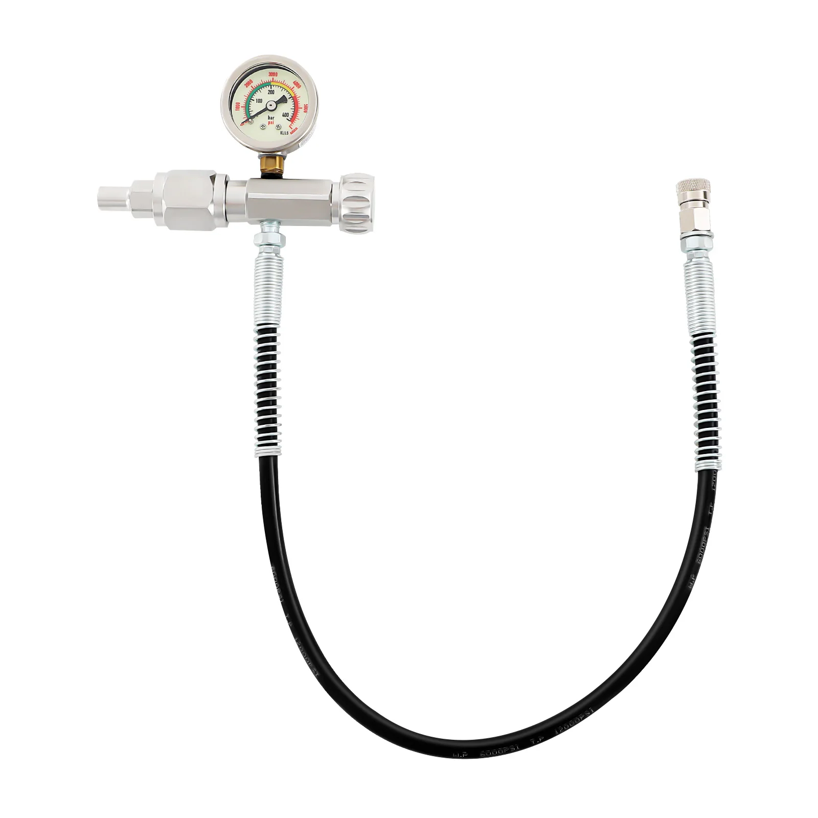 Air Refill Adapter with Pressure Gauge, 0‑6000PSI Gas Cylinder Filling Valve with 23.62