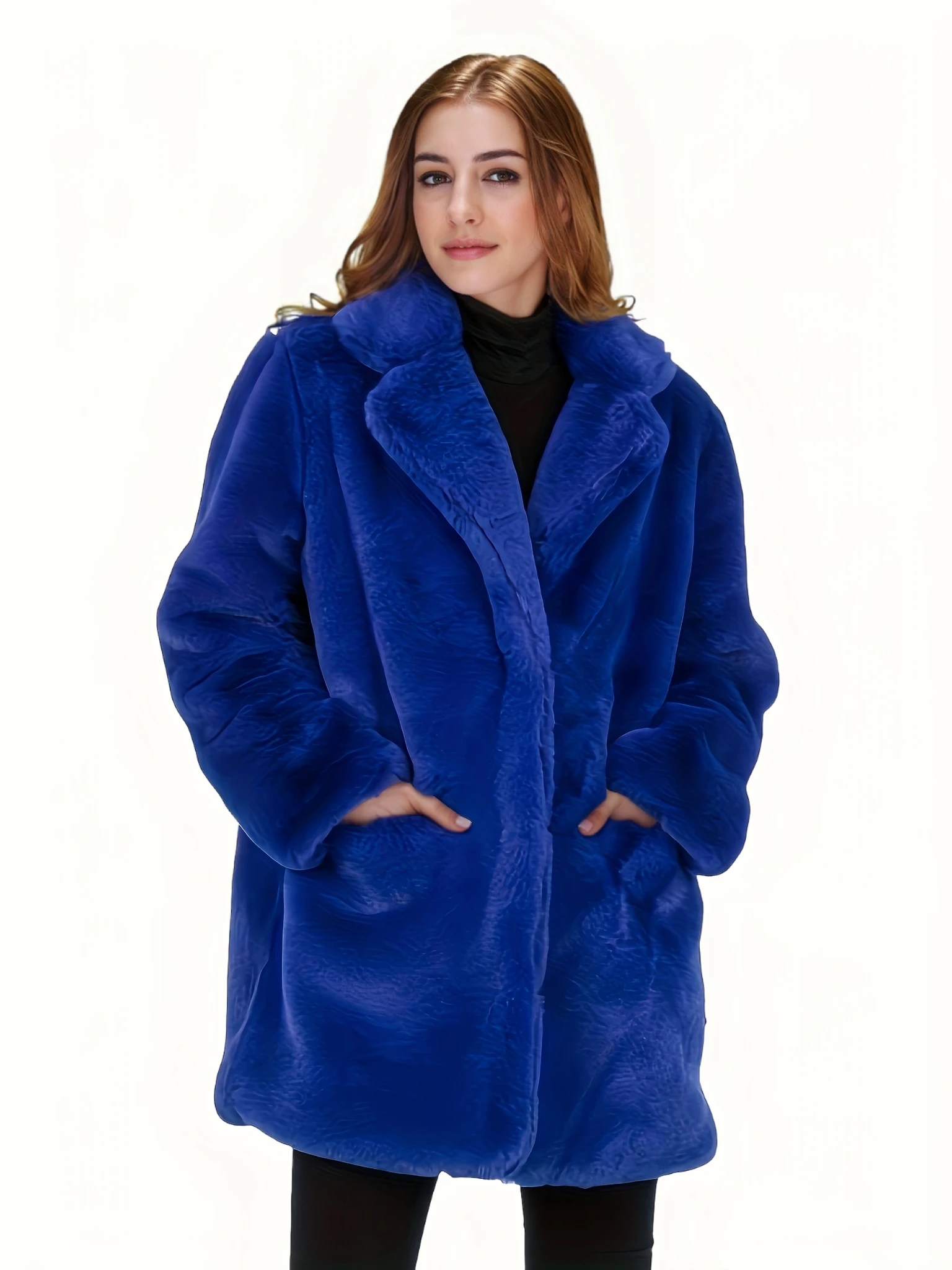 Cappotto di pelliccia sintetica di nuova moda autunno inverno per donna Cappotto di pelliccia di coniglio Rex da donna di media lunghezza allentato con risvolto morbido