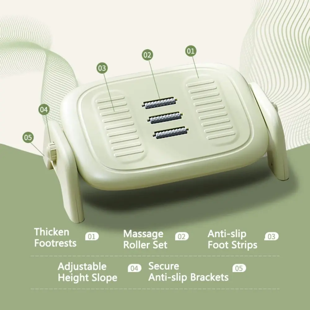 Ergonomic Massage Footstool Durable Detachable Under Desk Footrest Feet Support Adjustable Height Footrest Cushion