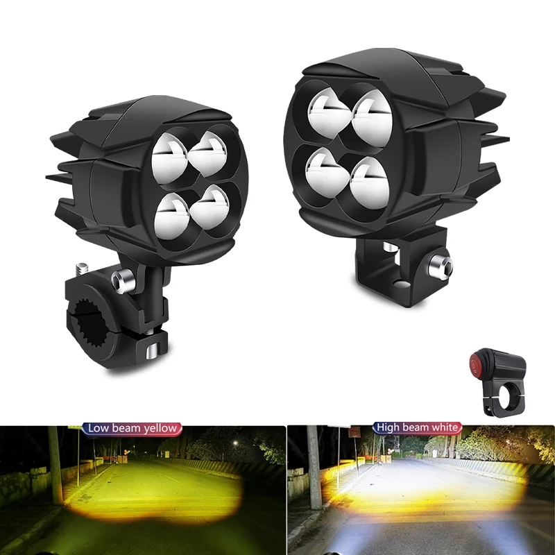

Motorcycle LED Fog Light Auxiliary Headlight Hi/Low Beam Moto Fog Driving Light Spotlight Work Lamp for Off Road Truck Car ATV