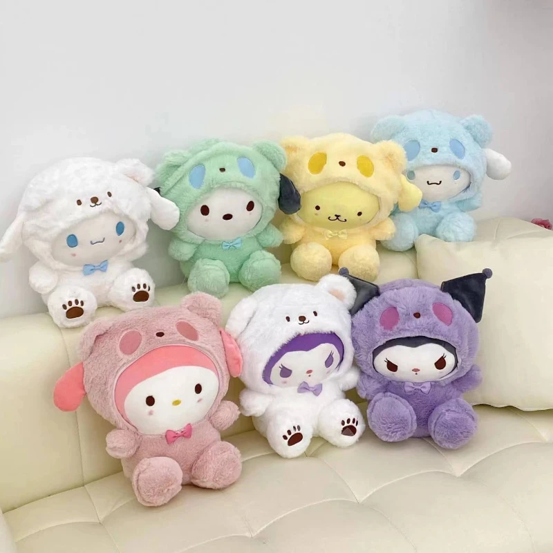 

Кукла-трансформер в белый медведь Sanrio Kuromi, собака с корицей, Hellokitty, плюшевая игрушка в подарок на Рождество и день рождения для подруги