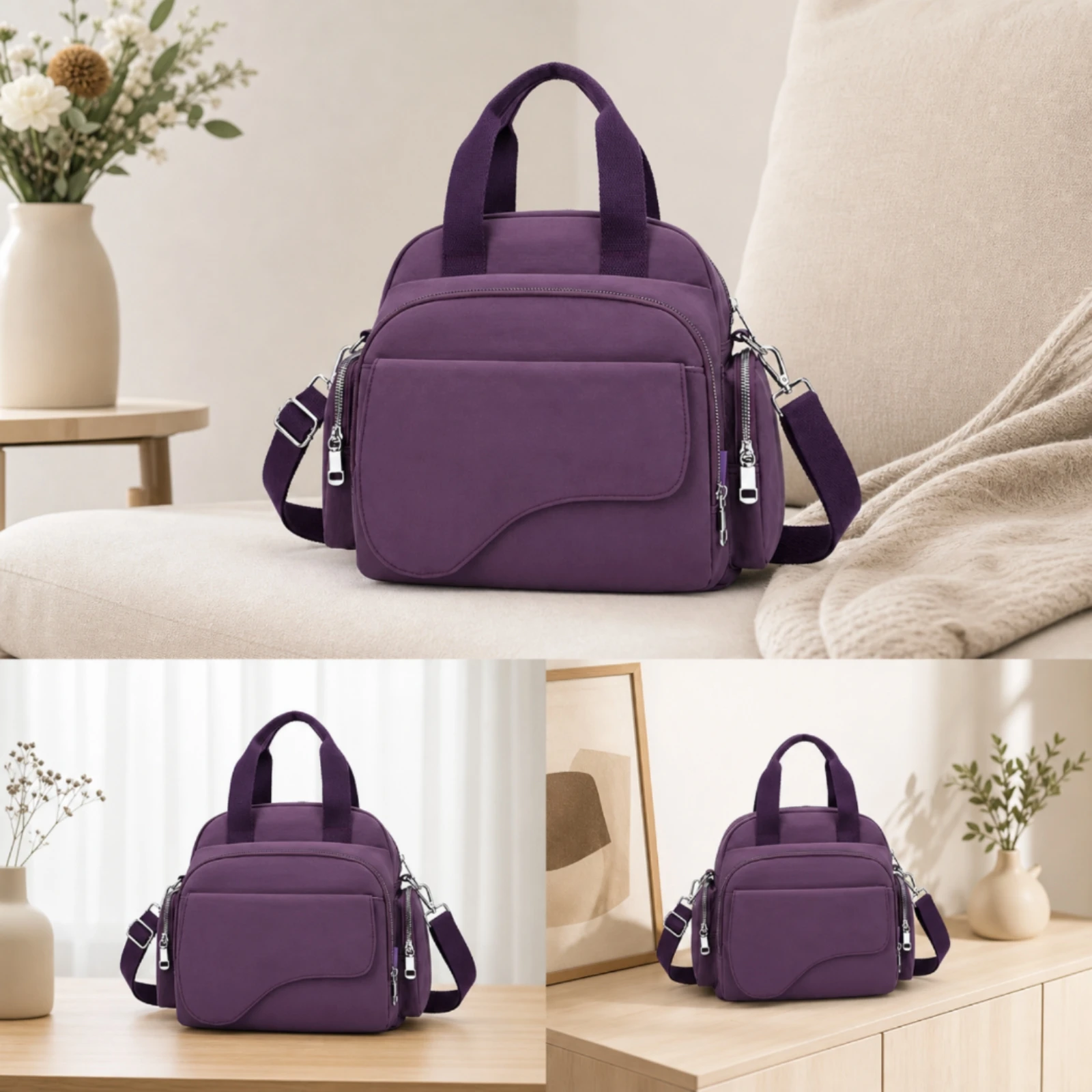 Nylon Handbag Structured Crossbody Bag Handbag with Shoulder Strap Hands-Hands-off Crossbody Purse Long-Lasting for Women