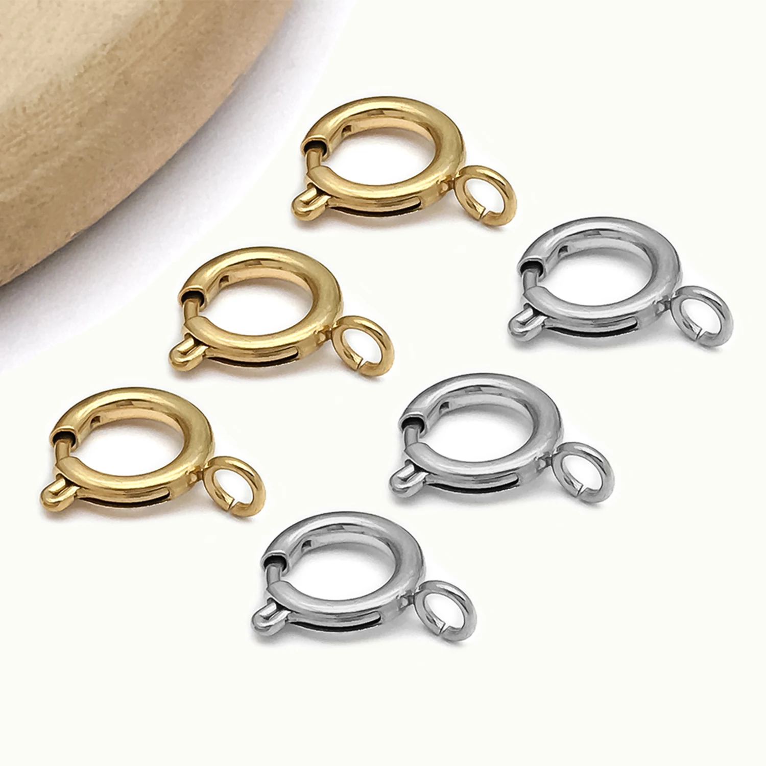 5pcs Stainless Steel Round Claw Spring Hook Clasp Lobster Clasp Connectors for DIY Bracelet Necklace Jewelry Making Accessories