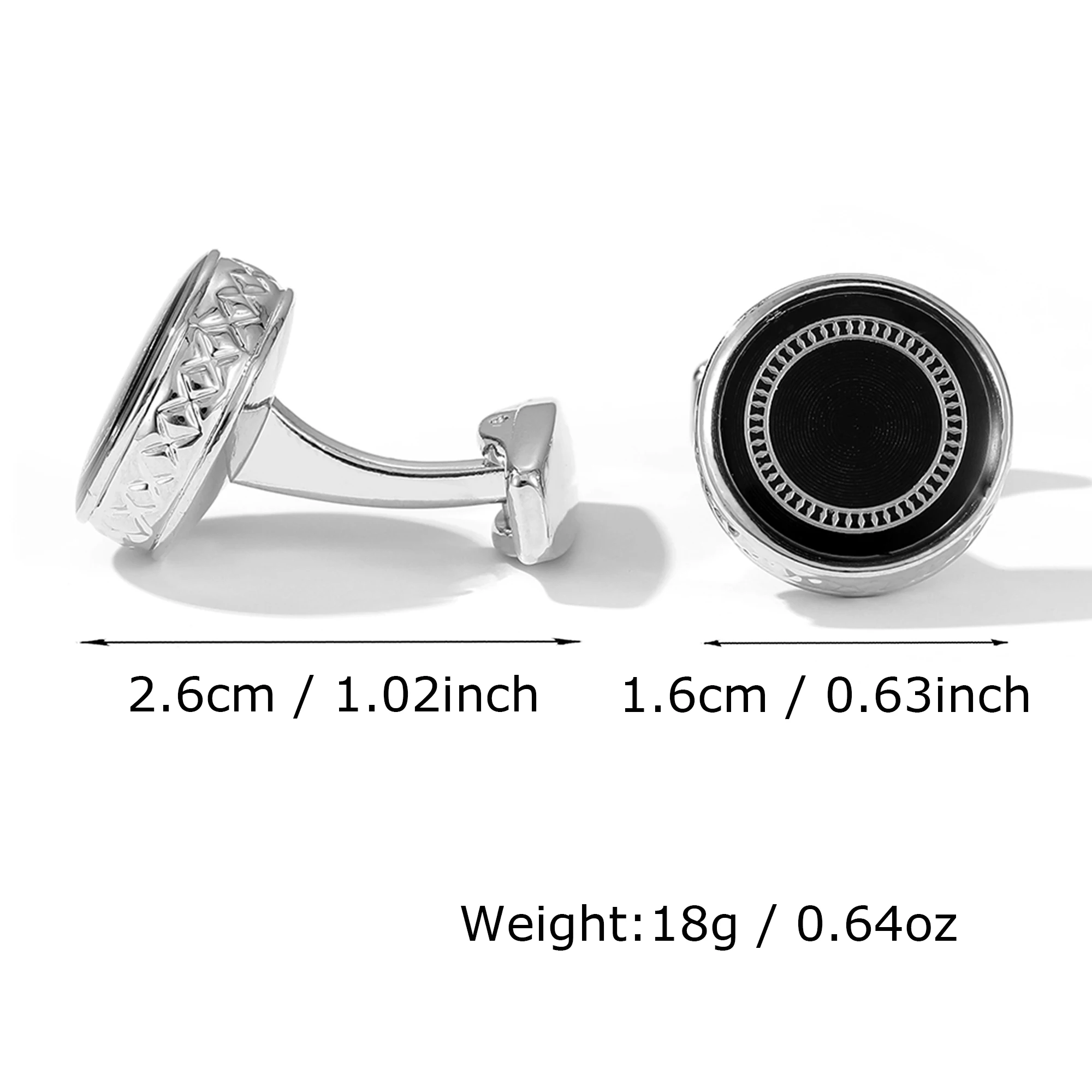 Cufflinks for Men TOMYE XK22S011 Classic Black Background with Silver Color Pattern Round Dress Shirt Cuff Links Jewelry