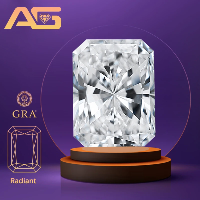 

Super White Radiant Cut Moissanite Stone 0.5-10.0ct VVS1 Certified Moissanite Loose Gemstones Pass Tester with GRA Certificate