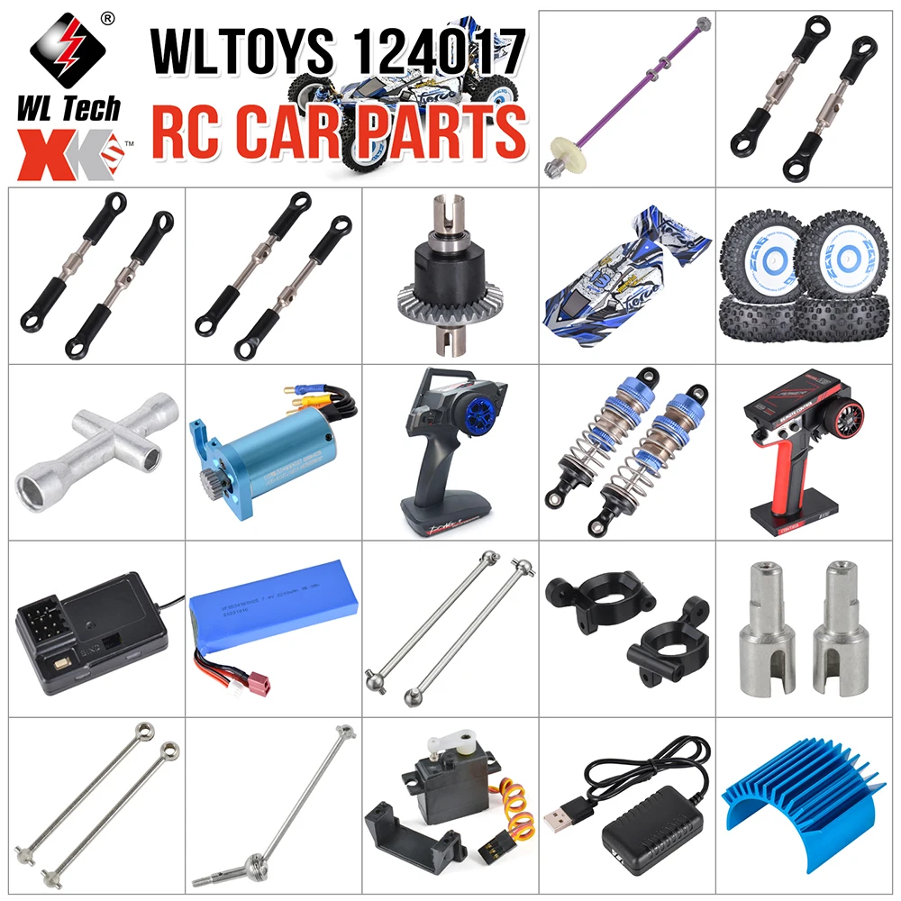 WLtoys XK 1/12 124017   Peças sobressalentes de carro rc, carregador servo digital, copo diferencial, amortecedor, controle remoto, escudo do motor do pneu