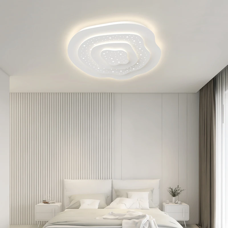 Modern Minimalist Ultra-thin Led Chandeliers Nordic Bedroom Lamp Cloud Ladder Annual Ring Living Room Flush Mount Ceiling Light