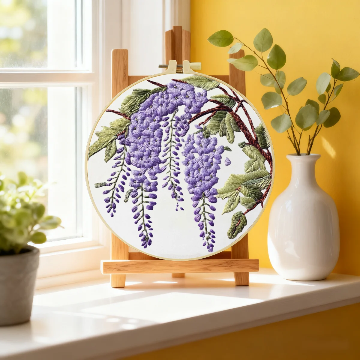 1 Stück 20X20CM/15X15CM 7,87/6,3 Zoll Blumen-Stickerei-Starter-Kit DIY-Kit DIY-Stickerei-Set Handarbeiten Malerei Heimdekoration – Detail 1