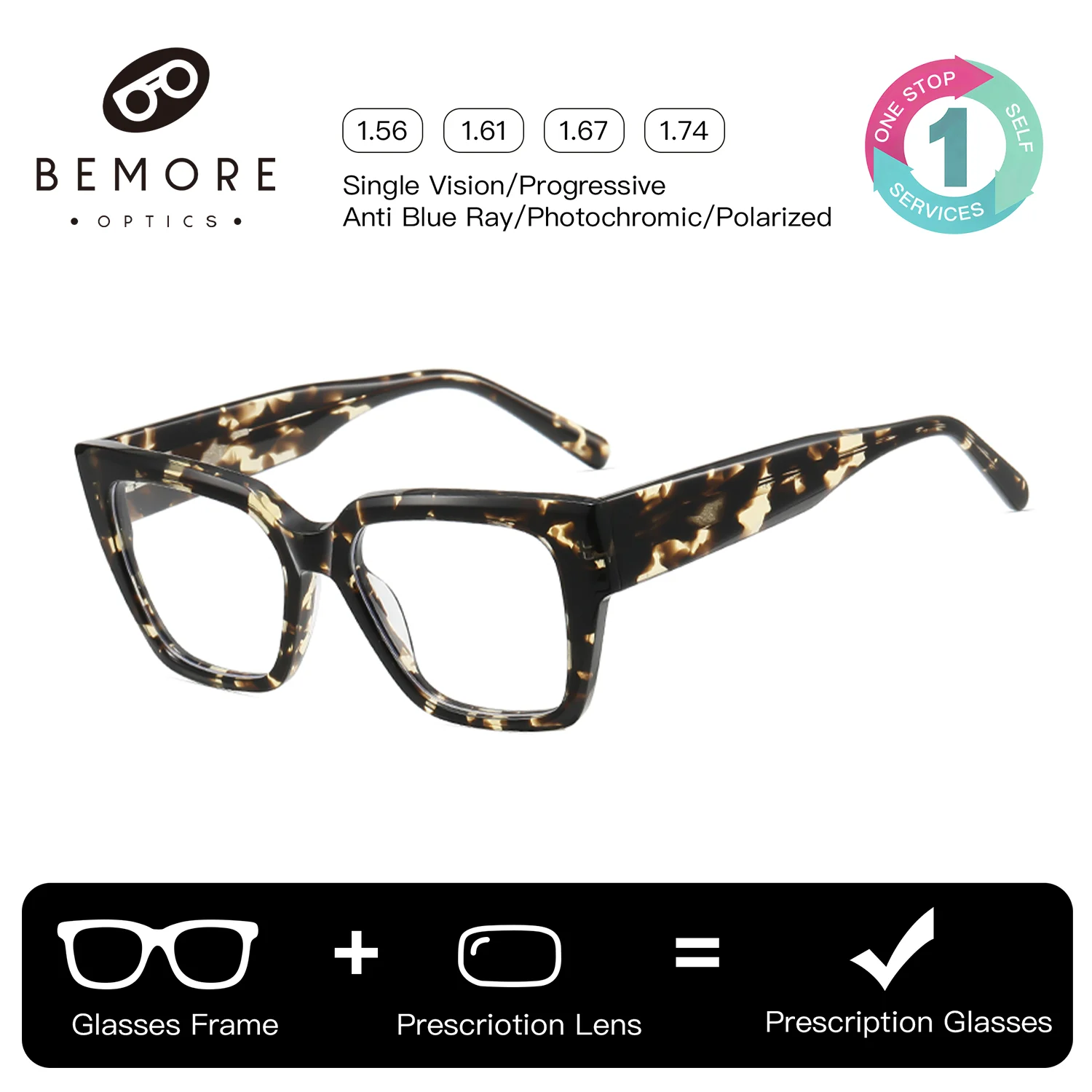 

BEMORE New Arrivals Butterfly Handmade Acetate Progressive Multifocal Glasses Square Blue Light Blocking Optical Eyewear Women